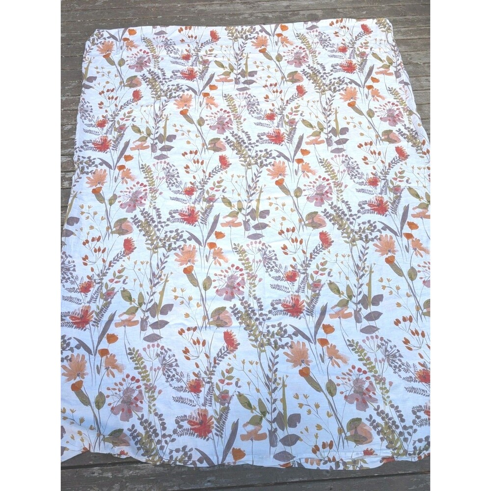 Garnet Hill Wildflower Relaxed 100% Linen Twin Size Duvet & Throw Pillow Cover